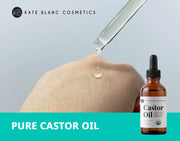 Kate Blanc Cosmetics Castor Oil Organic (2oz), 100% Pure, Cold Pressed, Hexane Free. Natural Oil for Hair, Eyelashes, Eyebrows. Skin Moisturizer with Starter Kit