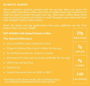 NAKED Vanilla Latte Protein Coffee - Premium Colombian Iced Coffee Protein Shake Drink, Delicious Keto Friendly and Gluten Free, 17 Servings
