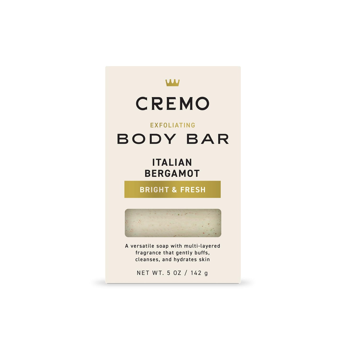 Cremo Exfoliating Body Bar for Men, Palo Santo Scent, Multi-Layered Fragrance That Buffs, Cleanses and Hydrates Skin, 5oz