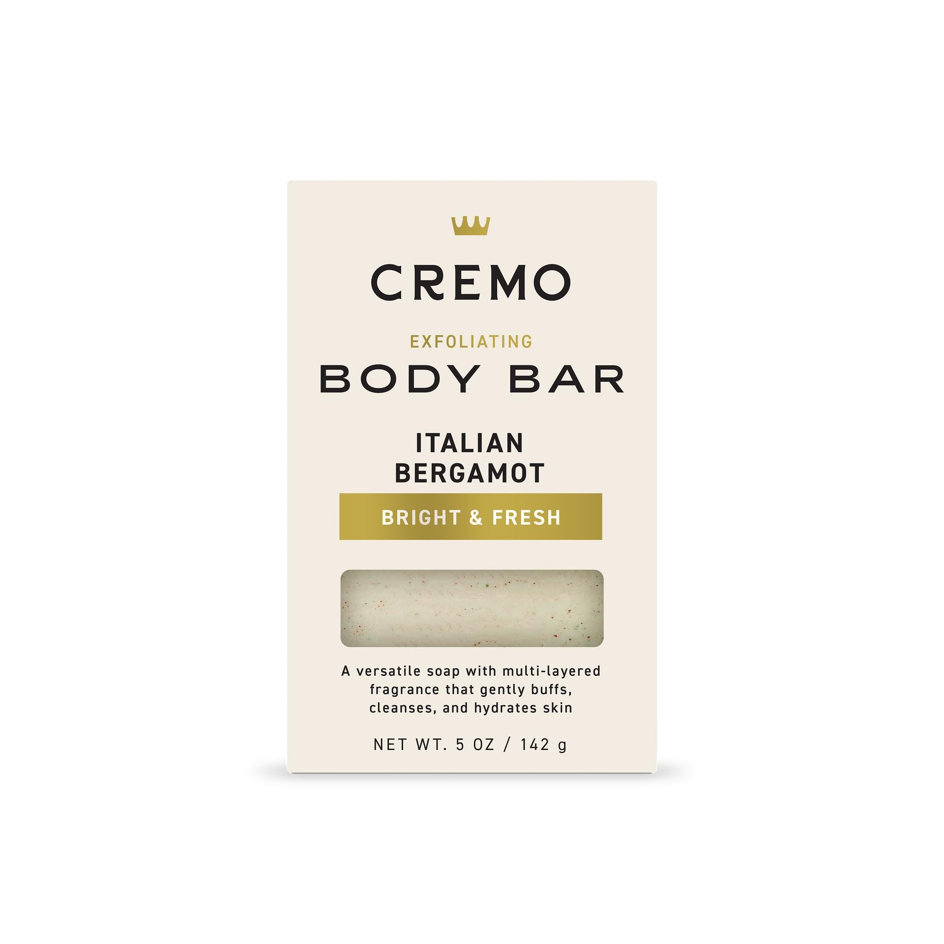 Cremo Exfoliating Body Bar for Men, Palo Santo Scent, Multi-Layered Fragrance That Buffs, Cleanses and Hydrates Skin, 5oz