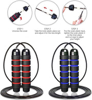 Redify Jump Rope,Jump Ropes for Fitness for Women Men and Kids,Speed Jumping Rope for Workout with Ball Bearings,Adjustable Skipping Rope for Exercise&Slim Body at Home School Gym