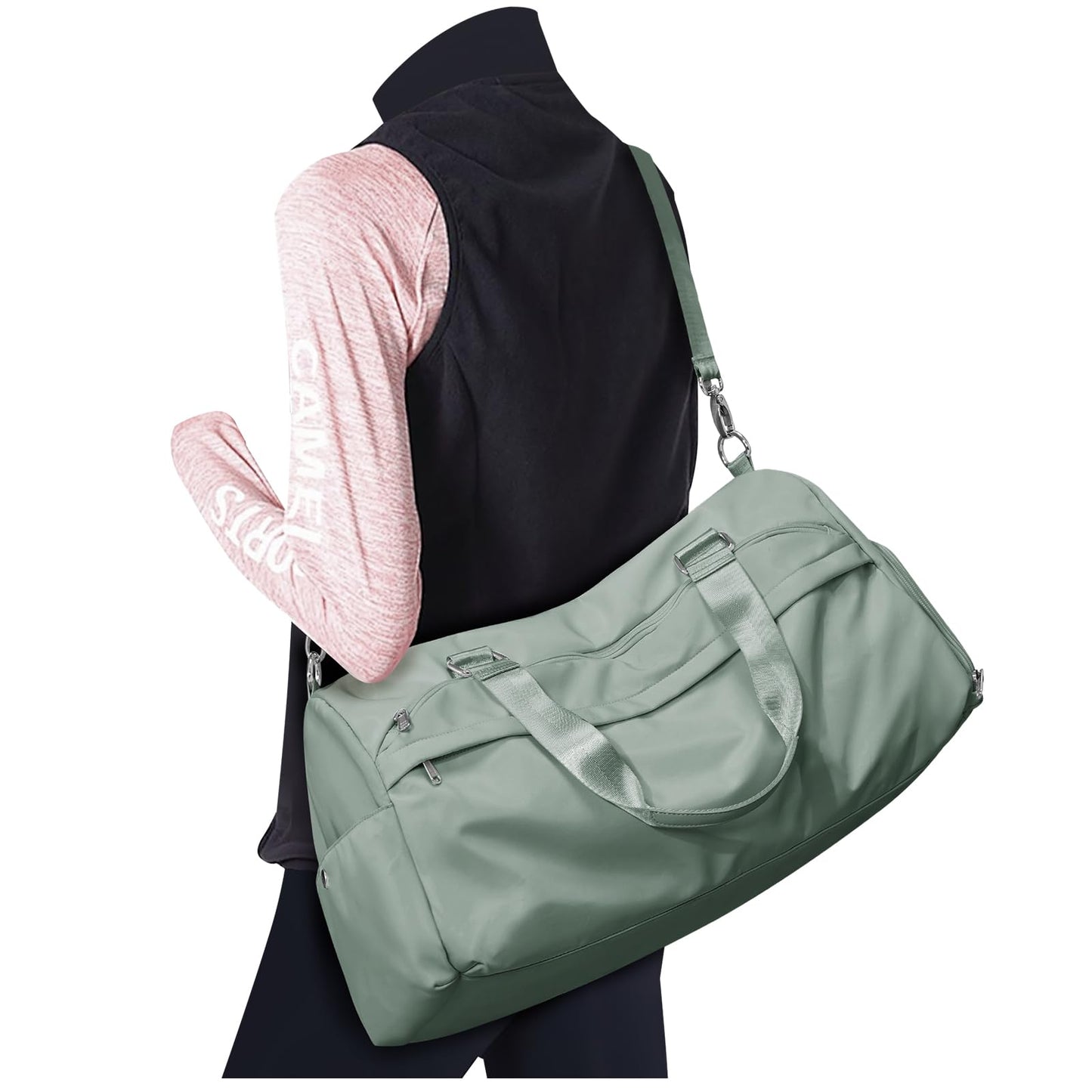 Small Gym Bag with Shoe Compartment, Workout Sport Duffle Bag for Women Travel, Waterproof Shoulder Overnight Bags Lightweight Carry on Tote Bags for Swim, Yoga, Dance