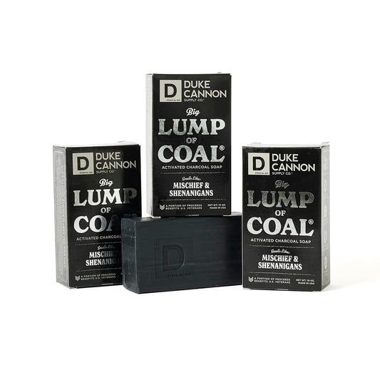 Duke Cannon Supply Co. Big Lump of Coal Soap Bar for Men Holiday Edition (Bergamot & Black Pepper Scent) Extra Large, Paraben-free, All Skin Types, 10 oz. (3 Pack)