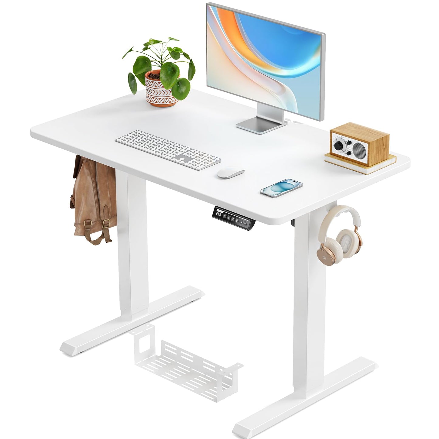 ErGear Electric Standing Desk, 48 x 24 inch Height Adjustable Sit Stand Up Desk, Computer Home Office Desk with 4 Memory Height Buttons, Two Pieces Desktop, Vintage Brown, EGESD110V