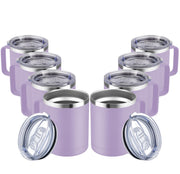 MEWAY 12oz Coffee Mug With Handle and Sliding Lid,Stainless Steel Travel Tumbler Cup with Handle,Double Wall Vacuum Insulated Camping Cup for Hot & Cold Drinks Tea (Purple,Set of 1)
