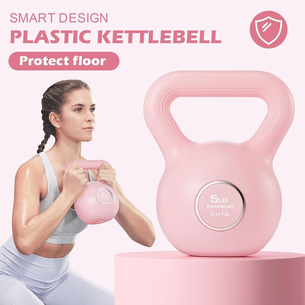 KHTO Kettlebells Fitness Exercise-Pink Strength Training Kettlebell Sets,Dumbbell Weights for Home Gym Equipment