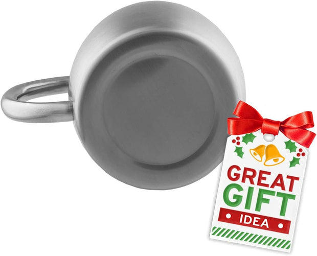 Stainless Steel Coffee Mugs with Lid (Set of 2) - 14 oz Double Walled Steel Coffee Glasses with Lid & Handle - Travel, Outdoor, Camping - Vacuum, Shatterproof, Durable