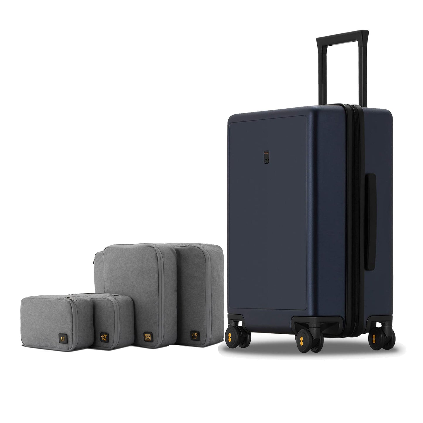 LEVEL8 Elegance Checked Luggage, 24 Inch Hardside Suitcase, Lightweight Matte Hardshell with Tsa Lock, Large Suitcases with Spinner Wheels, Light Blue