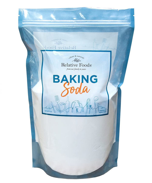 Relative Foods Baking Soda for Cooking, cleaning, & More - Gluten Free Sodium Bicarbonate Baking Mix w/No Preservatives - Pure Bulk Baking Soda for Baking (5, Pounds) Mined from the earth with nothing added.