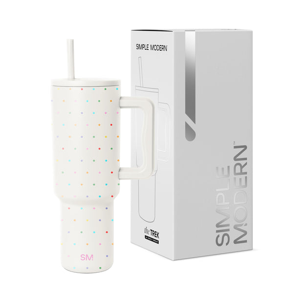 Simple Modern 40 oz Trek Tumbler with Handle and Straw Lid | Cup Holder Friendly Insulated Stainless Steel Travel Mug | Blue Dune