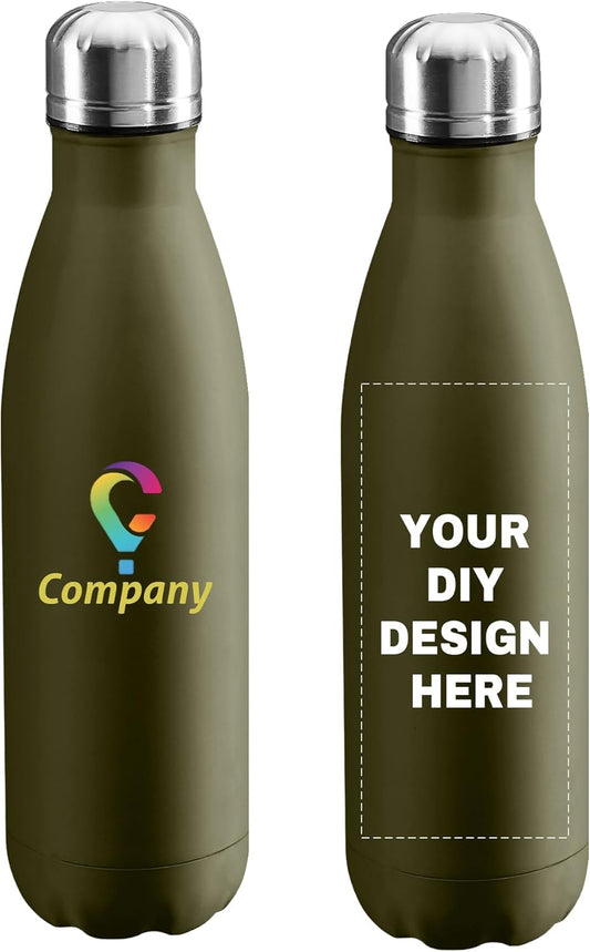 Personalized Custom Water Bottles 17oz Stainless Steel Double Wall Insulated Leakproof Cups for Sports Outdoors With Colorful Text Logo Print in USA
