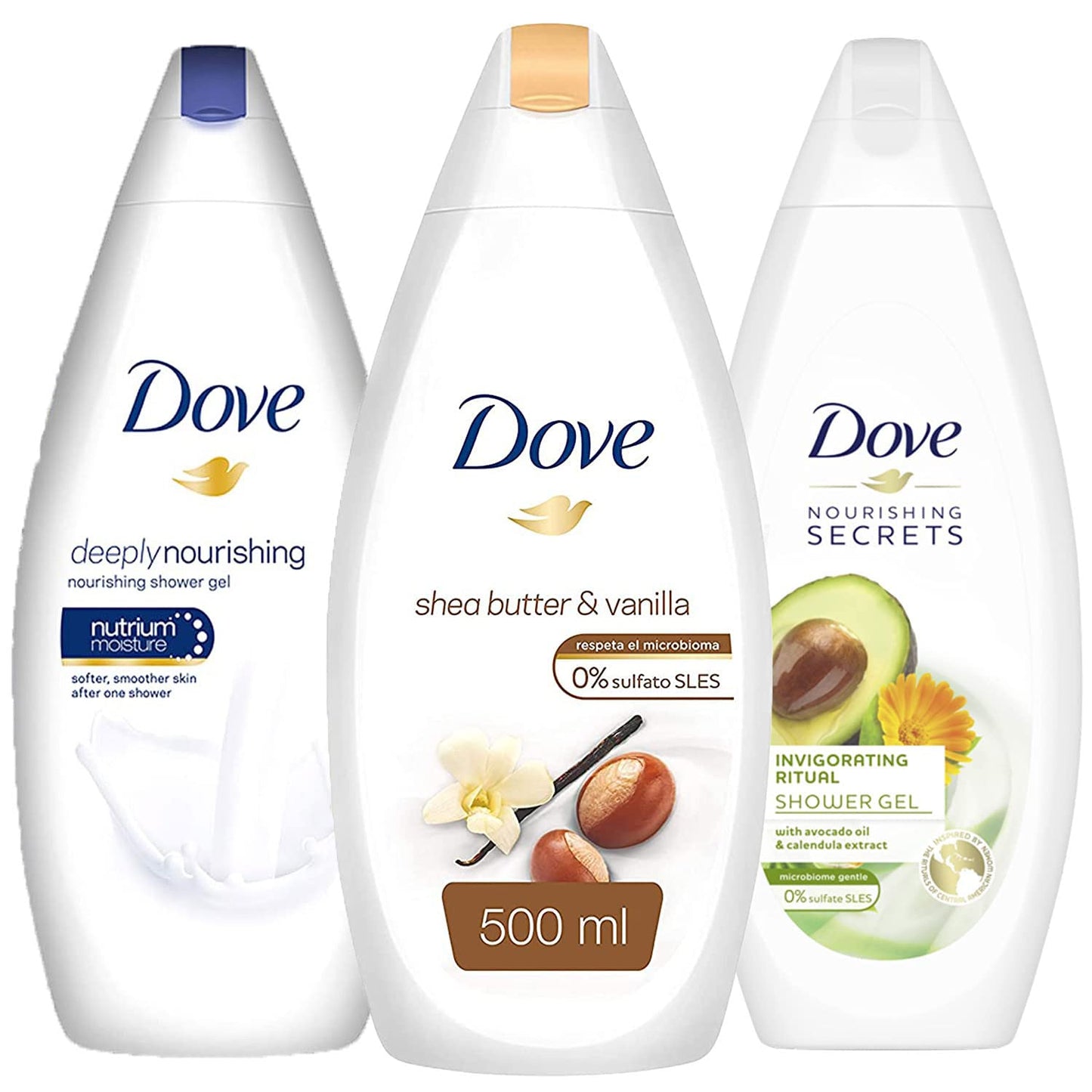 Dove Body Wash Variety 3-Pack – Hydrate, Fresh Care, and Gentle Pamper, 15.22 Oz Ea