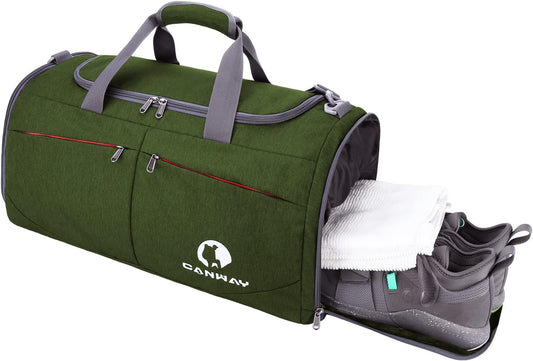 Canway Sports Gym Bag, Travel Duffel bag with Wet Pocket & Shoes Compartment for men women, 45L, Lightweight