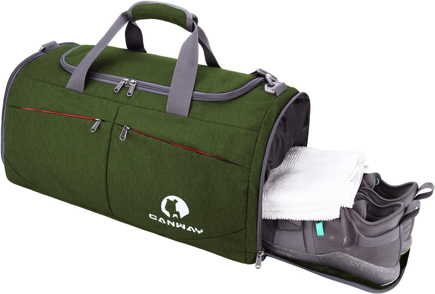 Canway Sports Gym Bag, Travel Duffel bag with Wet Pocket & Shoes Compartment for men women, 45L, Lightweight