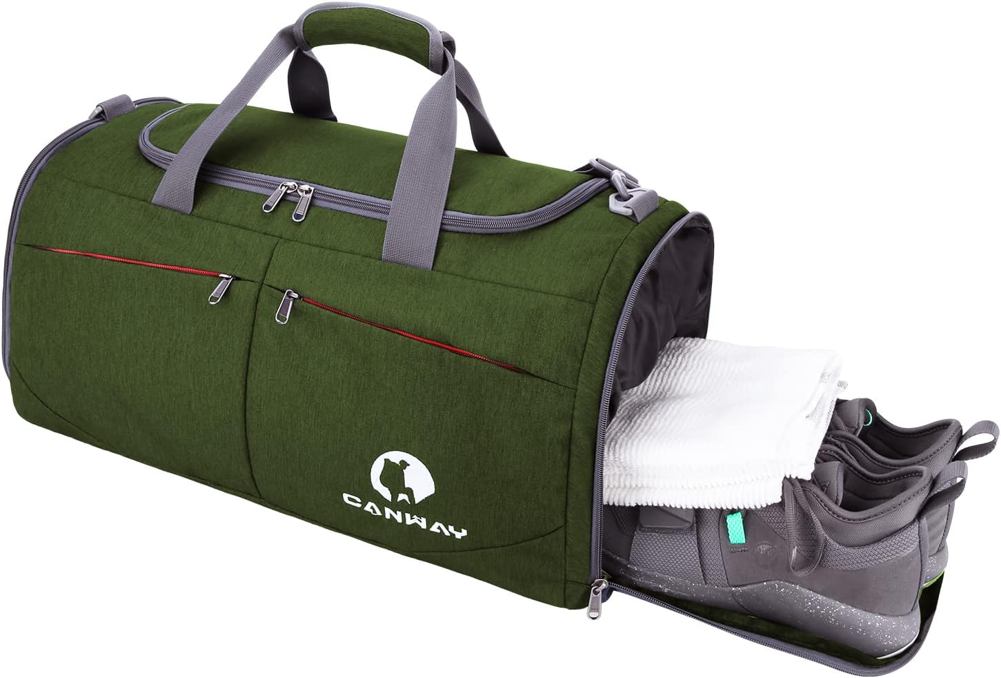 Canway Sports Gym Bag, Travel Duffel bag with Wet Pocket & Shoes Compartment for men women, 45L, Lightweight