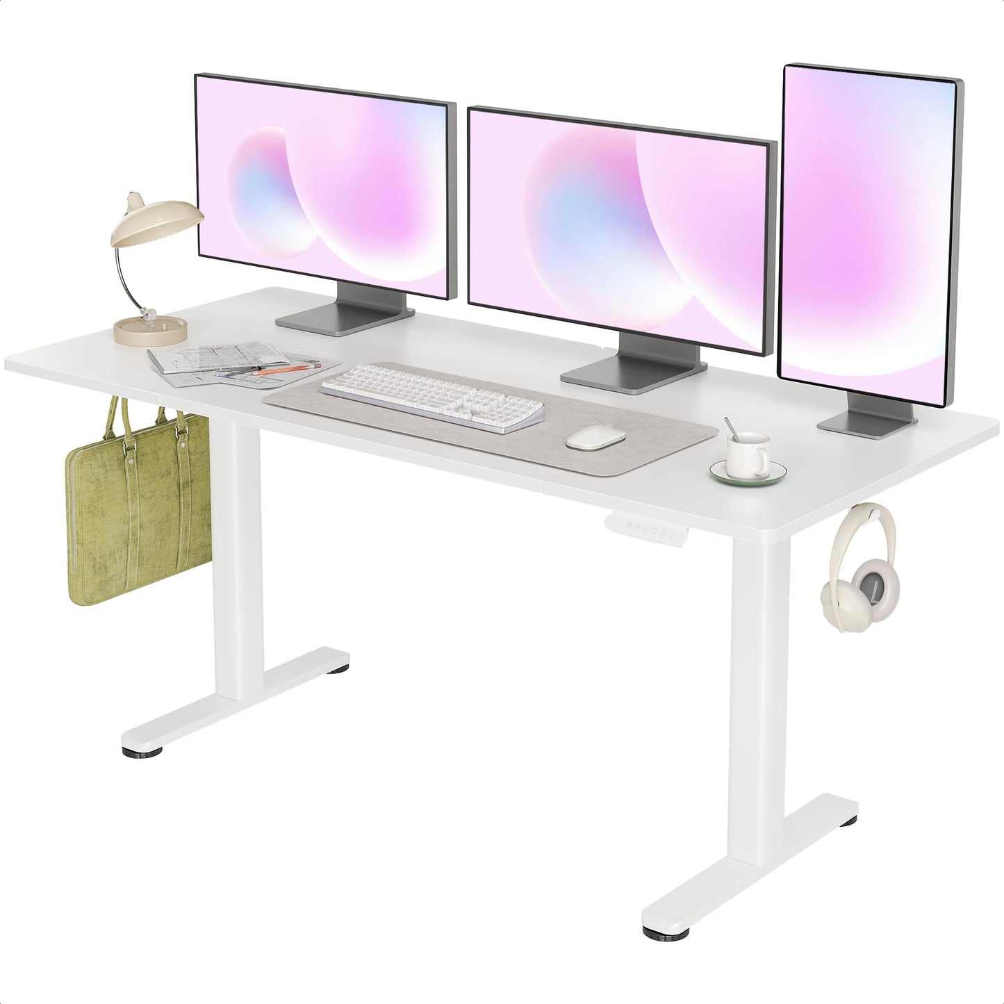 INNOVAR Electric Standing Desk, Adjustable Height Stand up Desks, 48 x 24 Inches Sit Stand up Desk for Home Office Computing, 3-Preset Memory Height Ergonomic Rising Desks, Black