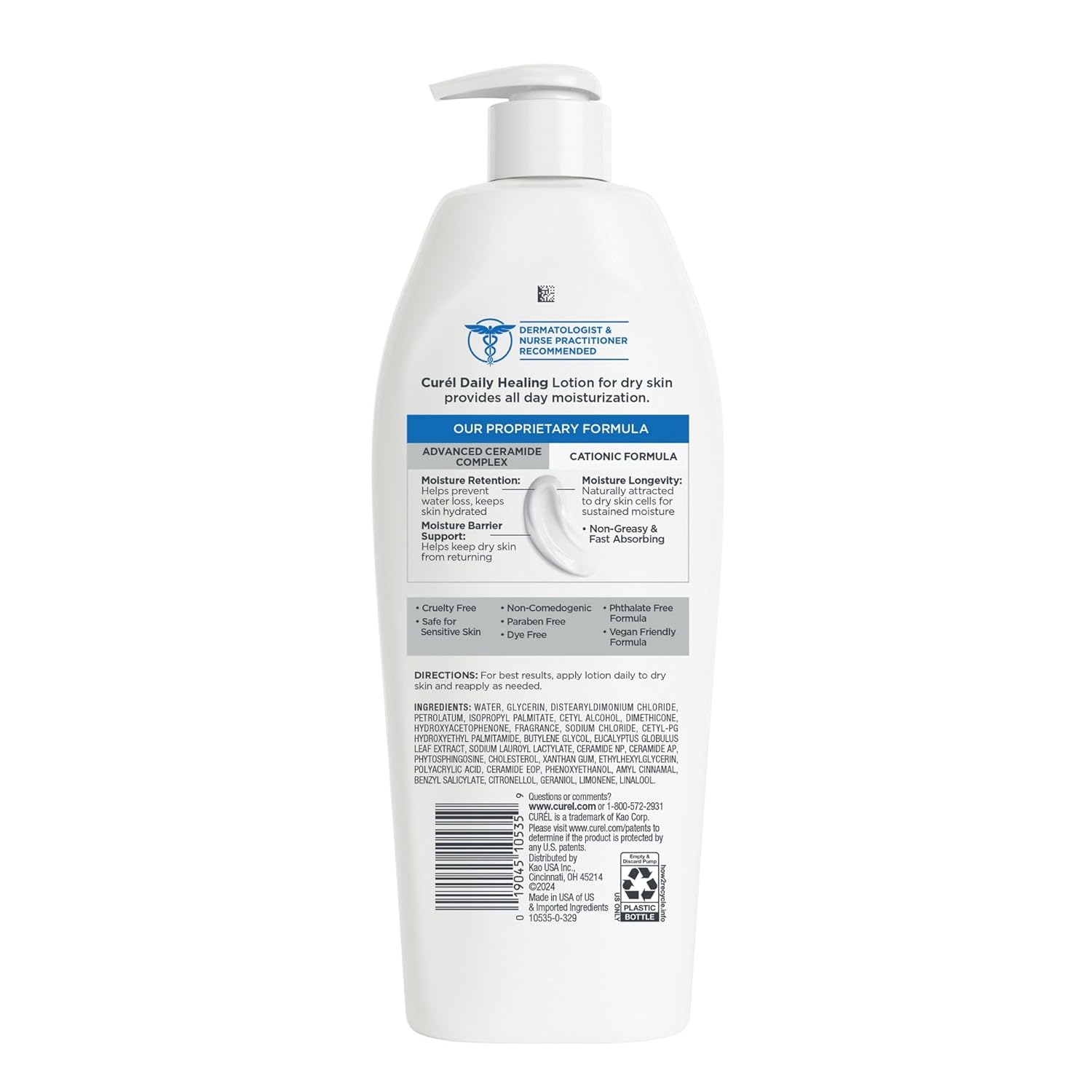 Curel Daily Healing Body Lotion for Dry Skin, Hydrating Body Lotion with Advanced Ceramides Complex, Dermatologist Recommended, 13 Oz, Pack of 3