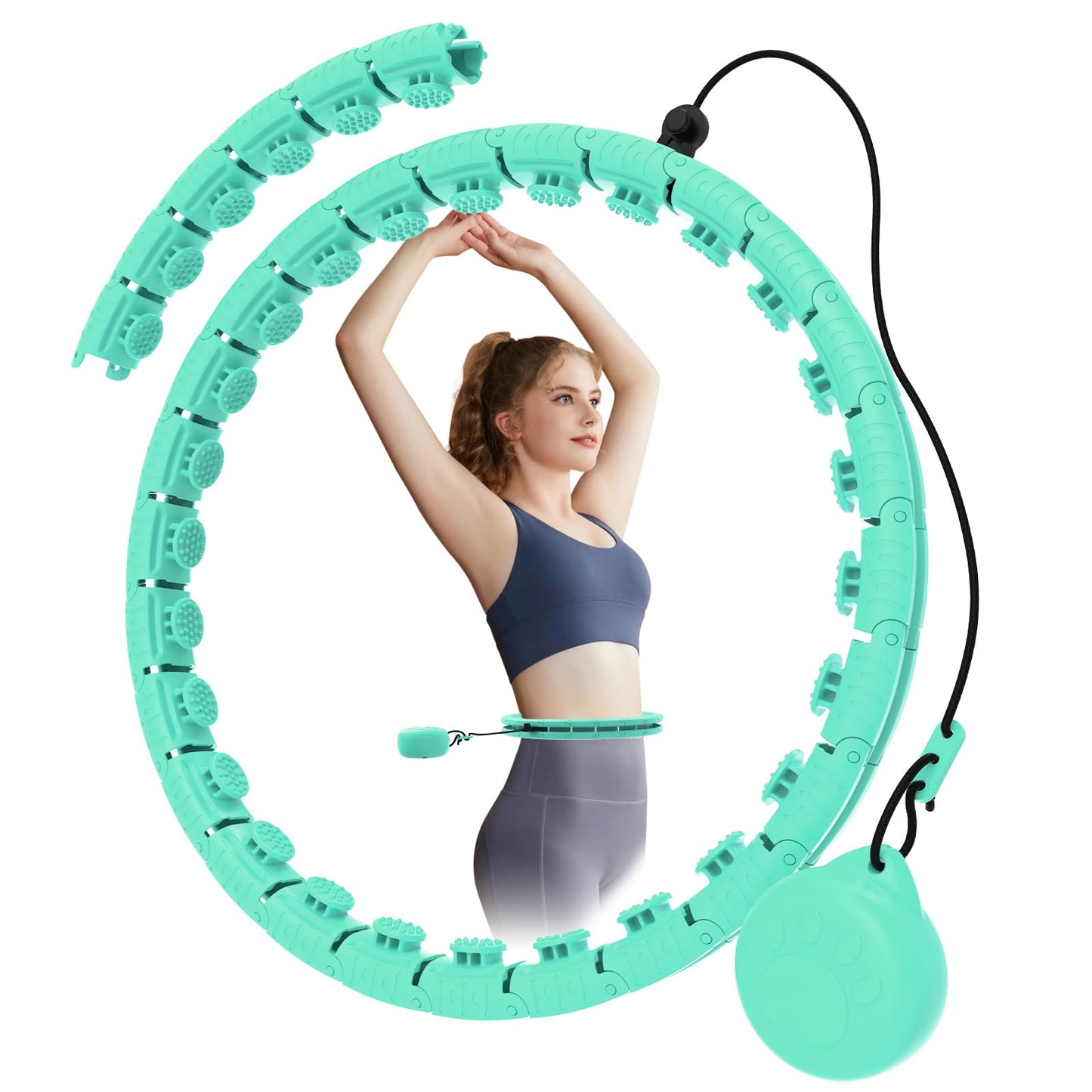 Weighted Hula Circle with 32 Links(66 Inch), Sweet Weight Ball, for Adults Weight Loss, Infinity Fitness Hoop Plus Size, for Women Smart Exercise Equipment