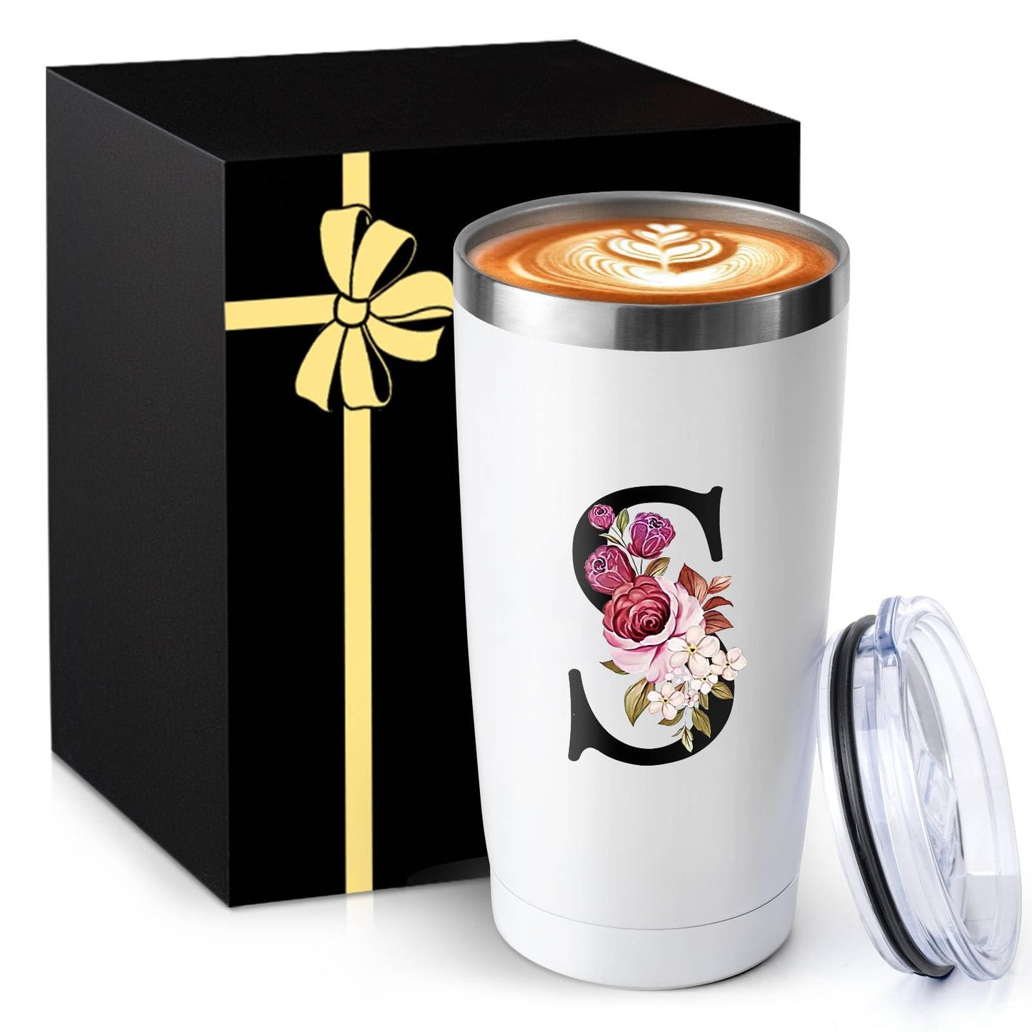 20 Oz Insulated Coffee Cup with Lid Car Tumbler Travel Mug Women Wife Husband Happy Birthday Wedding Romantic Gift Best Cool Day Personalized Unique Special Cute Custom Christmas Xmas Valentines Ideal