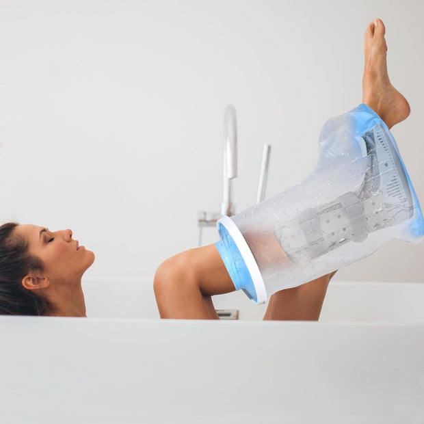 Waterproof Extra Wide Full Leg Cast Cover for Shower with Non-Slip Bottom, Extra Large Watertight Leg Cast Protector for Thigh Foot Ankle Surgery Wounds, Knee Immobilizer/Brace, Walking Boots,Reusable