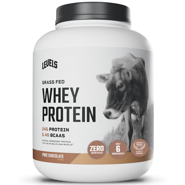 Levels Grass Fed Whey Protein Powder, No Artificials, 24G of Protein, Vanilla Bean, 2LB
