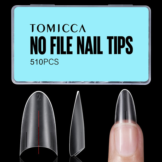 TOMICCA Short Coffin Nail Tips, 240Pcs Acrylic Half Cover Nail Tips Coffin, No C Curve Full Matte Gel Nail Tips Short, Nail Extension Tips for Beginner and Professional 12 Sizes