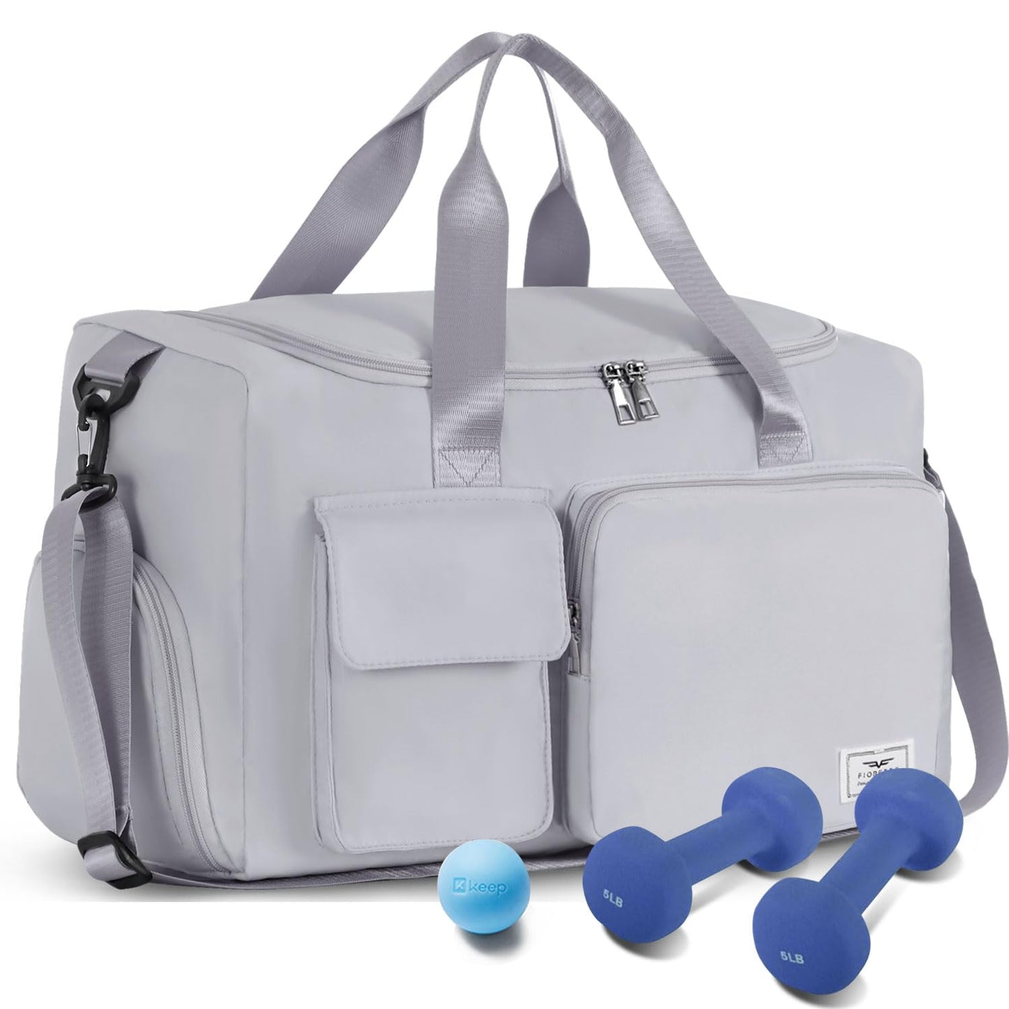 FIORETTO Women's Gym Duffle Bag with Shoes Compartment, 37L Capacity, Ideal for Travel, Gym, Sports, Duffel, Weekender
