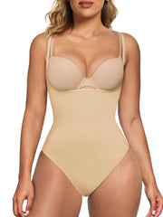 SHAPERX Open Bust Shapewear Tummy Control Bodysuits for Women Seamless Compression High Waisted Body Shaper