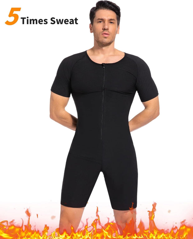 Sauna Suit for Men 3 in 1 Slimming Full Body Sauna Jumpsuit Mens Waist Trainer for Workout