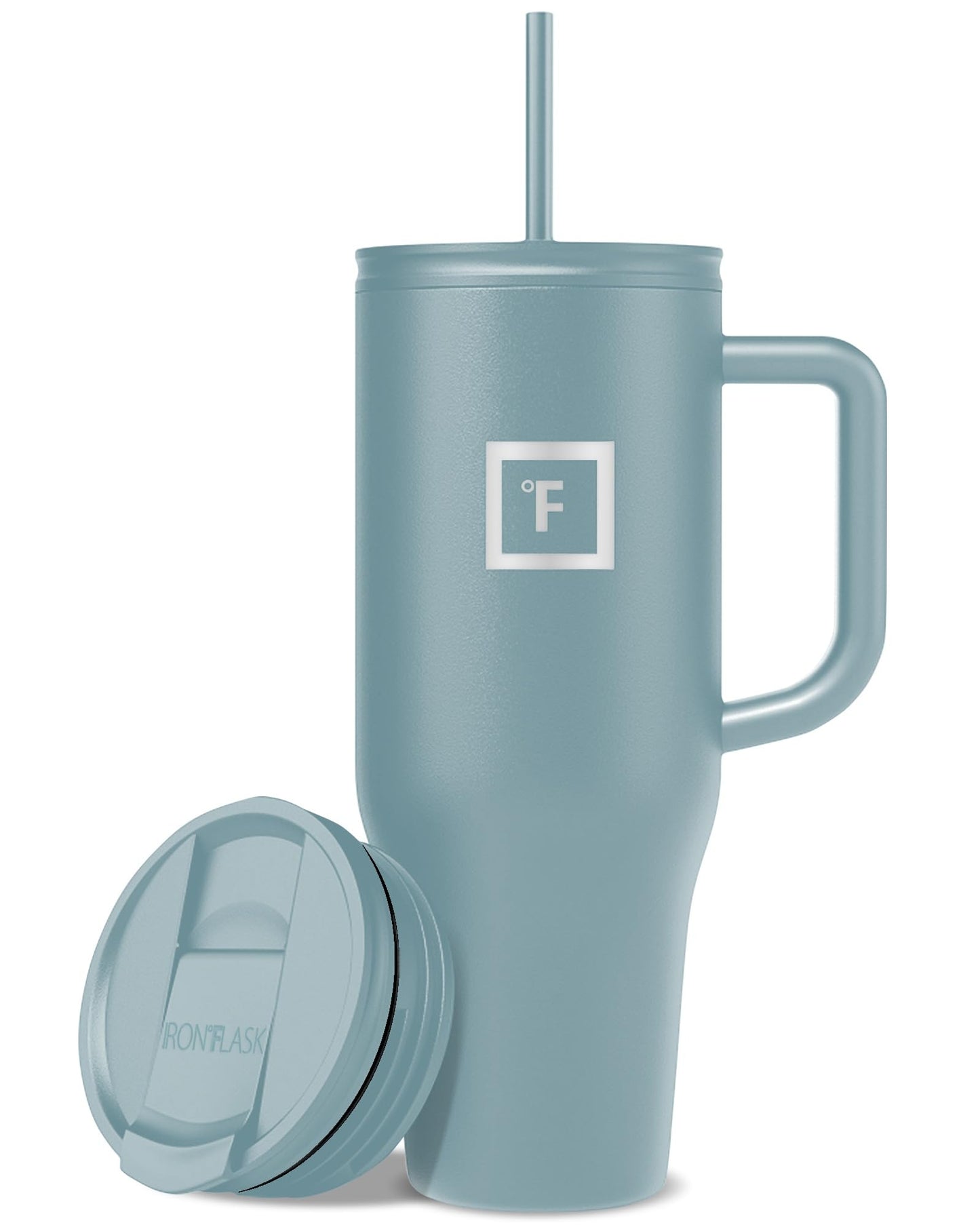 IRON °FLASK Co-Pilot Insulated Mug w/Straw & Flip Cap Lids - Cup Holder Bottle for Hot, Cold Drink - Leak-Proof - Water, Coffee Portable Travel Mug - Aurora, 32 Oz
