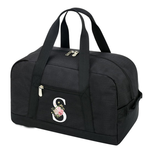 Small Gym Bag for Women Letter Style Small Duffle Bag for Travel Sport Carry on Bag-Black(Letter A)