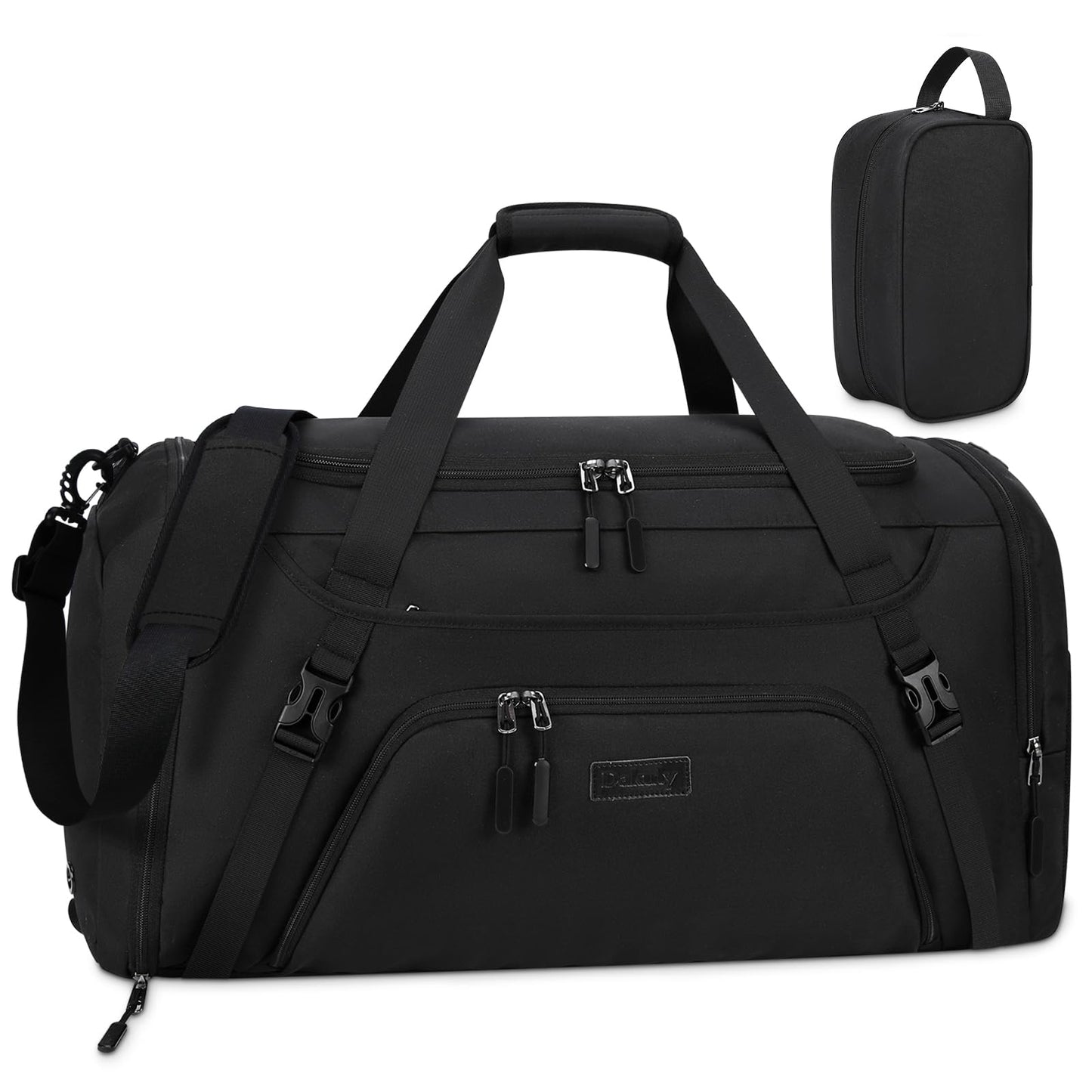 Gym Duffle Bag for Women Men 40L Waterproof Sports Travel Duffel Bags with Shoe Compartment,Wet Pocket Large Weekender Overnight with Toiletry Bag,Black