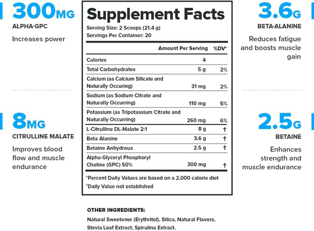 LEGION Pulse Pre Workout Supplement - All Natural Nitric Oxide Preworkout Drink to Boost Energy, Creatine Free, Naturally Sweetened, Beta Alanine, Citrulline, Alpha GPC (Caffeine Free Blue Razz)