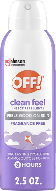 OFF! Clean Feel Travel Size Insect Repellent Aerosol, Fragrance-Free Bug Spray for Lasting Protection from Mosquitoes, 2.5 oz