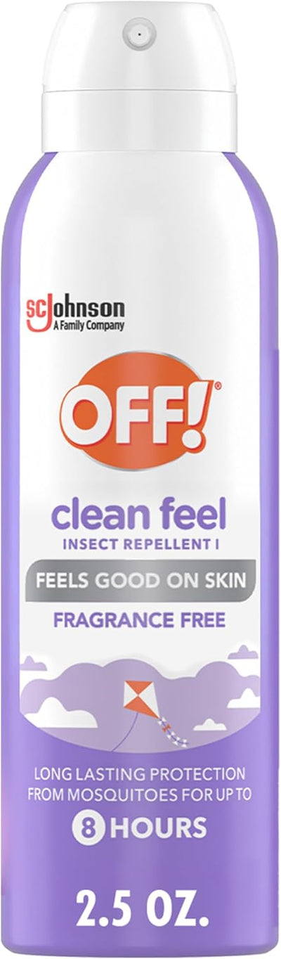 OFF! Clean Feel Travel Size Insect Repellent Aerosol, Fragrance-Free Bug Spray for Lasting Protection from Mosquitoes, 2.5 oz