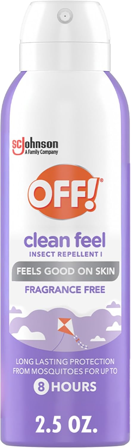 OFF! Clean Feel Travel Size Insect Repellent Aerosol, Fragrance-Free Bug Spray for Lasting Protection from Mosquitoes, 2.5 oz