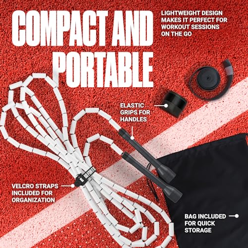 Sportbit Elite Beaded Jump Rope - Adjustable Speed Rope for Fitness, CrossFit, Boxing - Tangle-Free, Lightweight