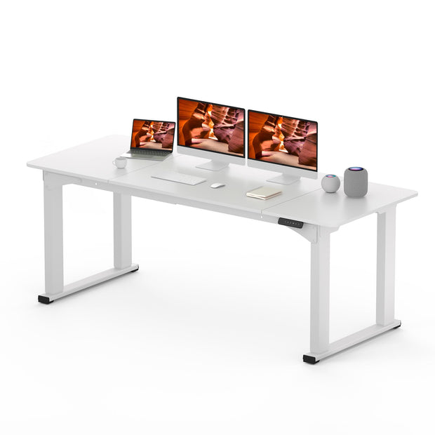 4 Legs Standing Desk, Large 79x31 Inches Electric Adjustable Height Desk with Splice Board, Stand Up Desk Home Office Computer Workstation, Black