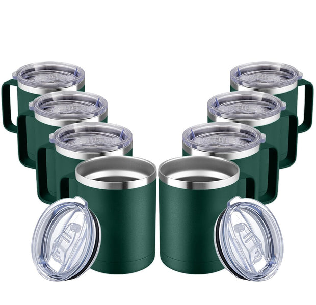 MEWAY 12oz Coffee Mug With Handle and Sliding Lid,Stainless Steel Travel Tumbler Cup with Handle,Double Wall Vacuum Insulated Camping Cup for Hot & Cold Drinks Tea (Purple,Set of 1)