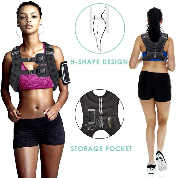 Prodigen Weighted Vest for Women and Men 8 12 16 20 25 30 Lbs with Reflective Stripe and Double Adjustable Buckle Straps Weight Vests for Strength Training, Jogging, Cardio, Weight Loss