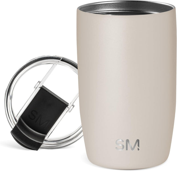 Simple Modern Travel Coffee Mug Tumbler with Flip Lid | Reusable Insulated Stainless Steel Cold Brew Iced Coffee Cup Thermos | Gifts for Women Men Him Her | Voyager Collection | 12oz | Almond Birch