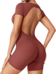 YEOREO One Piece Workout Jumpsuits Rompers For Women Xylia U Neck Sexy Backless Bodysuit Hidden Scrunch Butt Jumpsuit