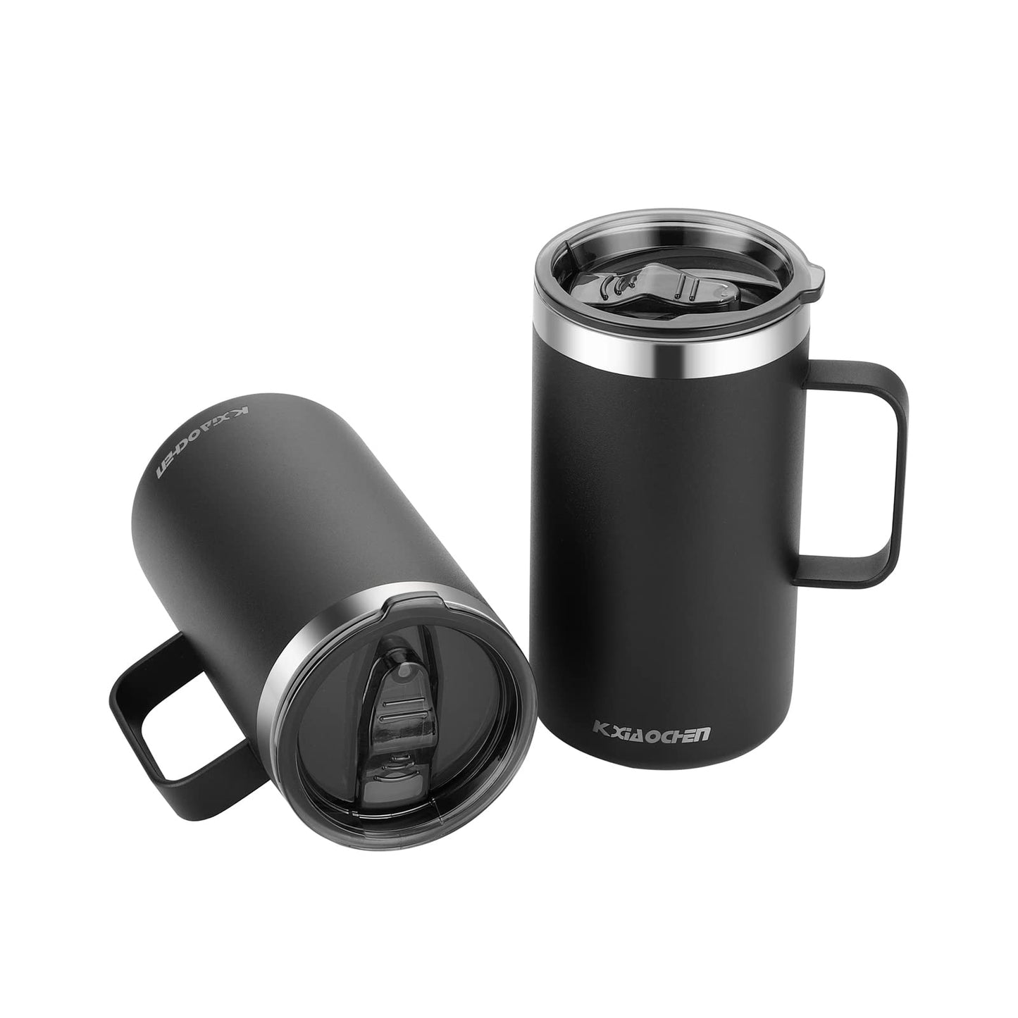 KXIAOCHEN 20oz Insulated Coffee Mug with Lid, Stainless Steel Coffee Cup, Double Wall Vacuum Coffee Tumbler with Handle, Premium Thermal Travel Coffee Mug (Navy Blue)