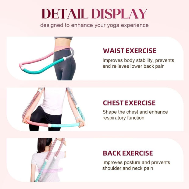 Weighted Hula Hoop for Adults - 2025 New Foldable Soft Spring Fitness Hoop for Waist Slimming, Home Workout & Travel