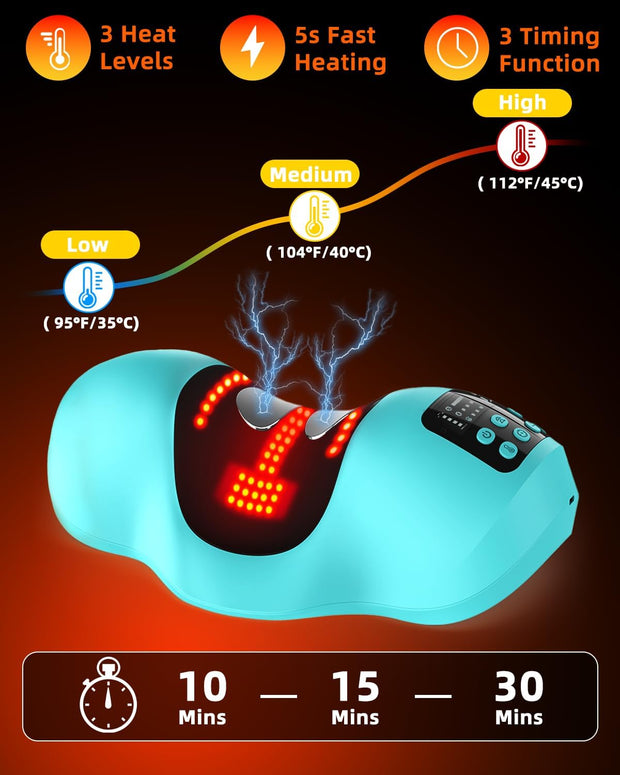 Wireless Heated Neck Stretcher, Cordless Neck Shoulder Cervical Traction Device with 3 Heating Levels, 3 Massager Modes, Timmer for Muscle Relax Hump Corrector
