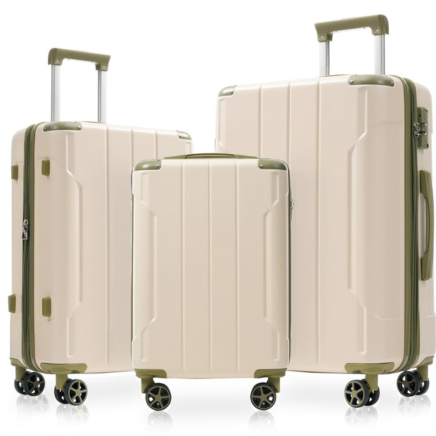 Merax Luggage Sets 3-Piece Hardshell with Spinner Wheels Lightweight Suitcase with Corner Guards (Green, 20/24/28)