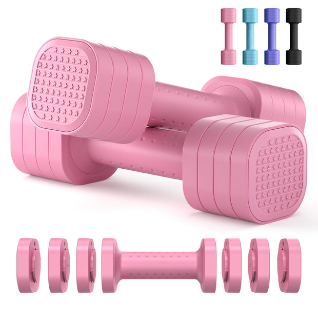 Zempox Adjustable Dumbbell Set of 2, 4 in 1 Free Weights Dumbbells Set for Women, Hand Weights for Women at Home, Each 2lb 3lb 4lb 5lb with TPU Soft Rubber Handle for Home Gym Exercise Training