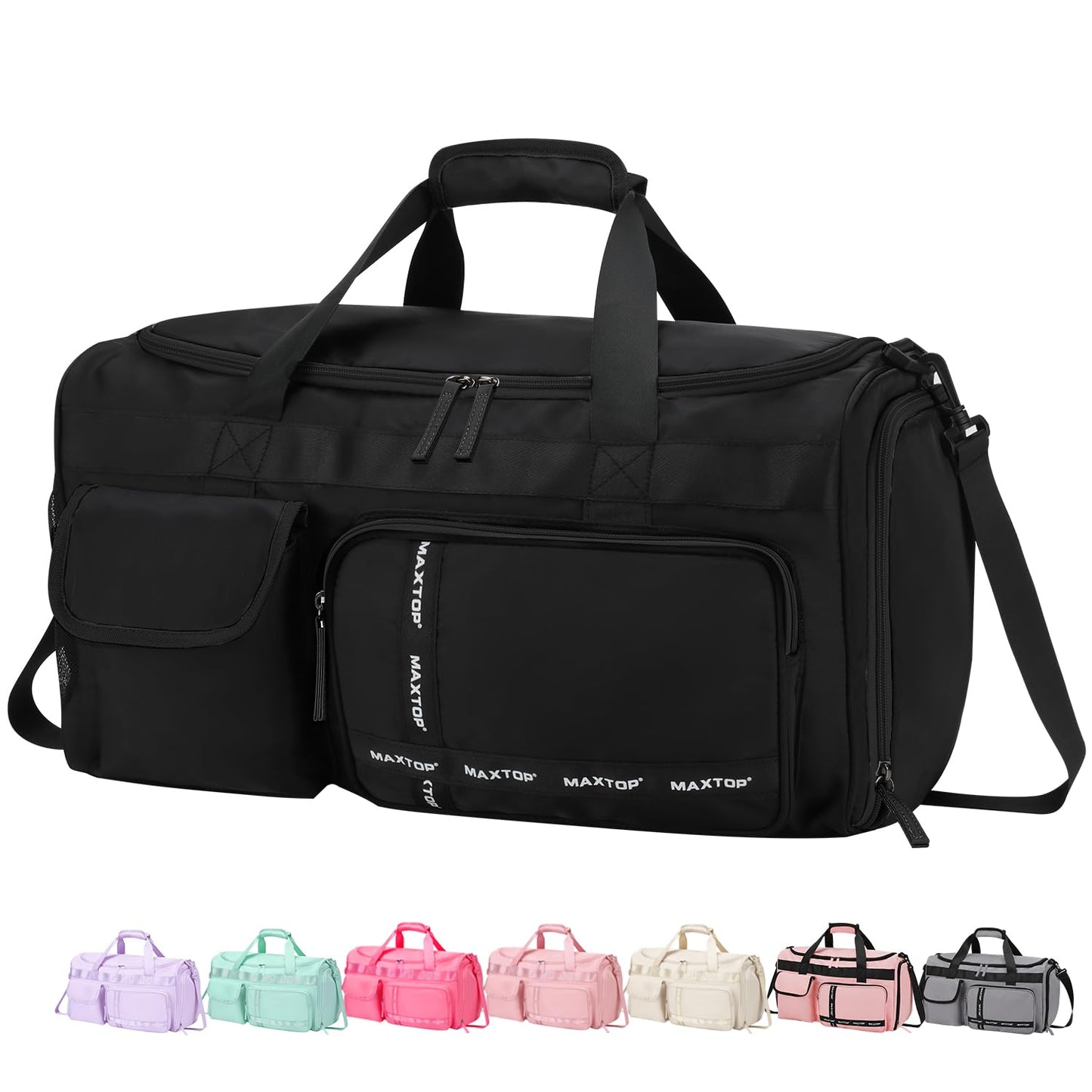 MAXTOP Gym Bag for Women Men Travel Duffle Bag Large Capacity Carry On Weekender Overnight Bag With Shoe Compartment Gym Tote Dry Wet Separation Duffel Bag for Travel