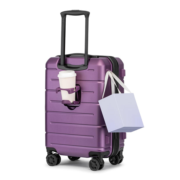 KYME Luggage Sets 2 Piece Hardshell 22"/26" Suitcase with Spinner Wheels Hardside Suitcases Sets with TSA Lock Lightweight Travel Luggage Set with Cup Holder for Women Pink