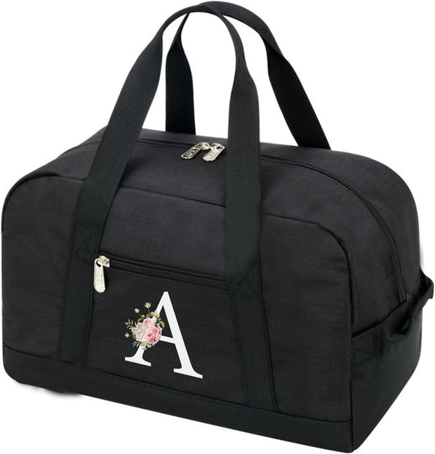 Small Gym Bag for Women Letter Style Small Duffle Bag for Travel Sport Carry on Bag-Black(Letter A)